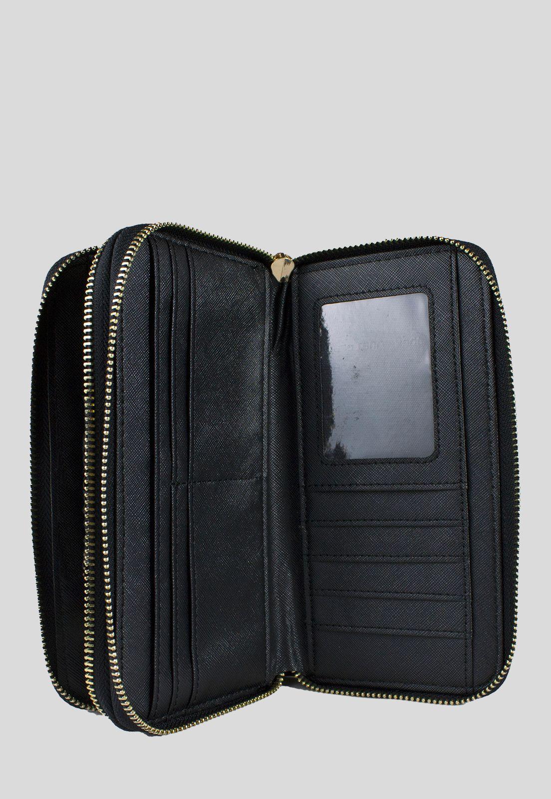 Billetera Doble Liso Negro-2