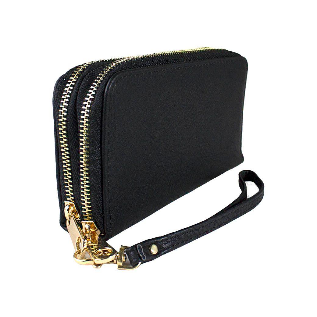 Billetera Doble Liso Negro-1