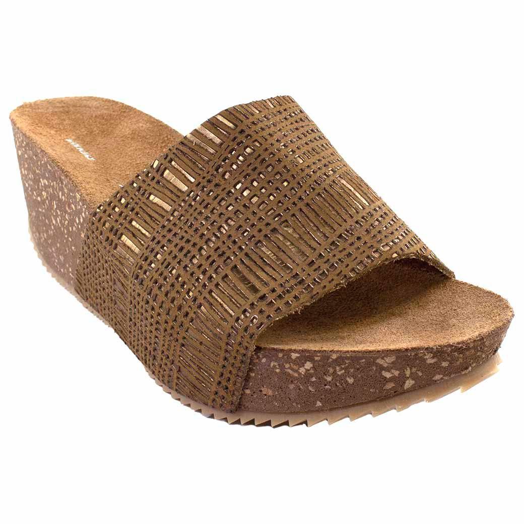 Sandalia Cuero Metal Rayada Bronce-0