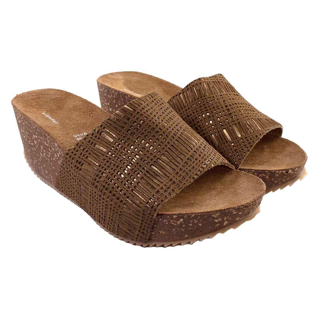 Sandalia Cuero Metal Rayada Bronce-3