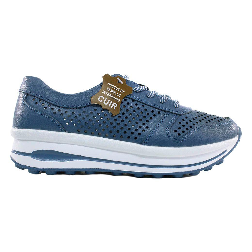 Zapatilla Cuero Perforado Chico Jeans-1