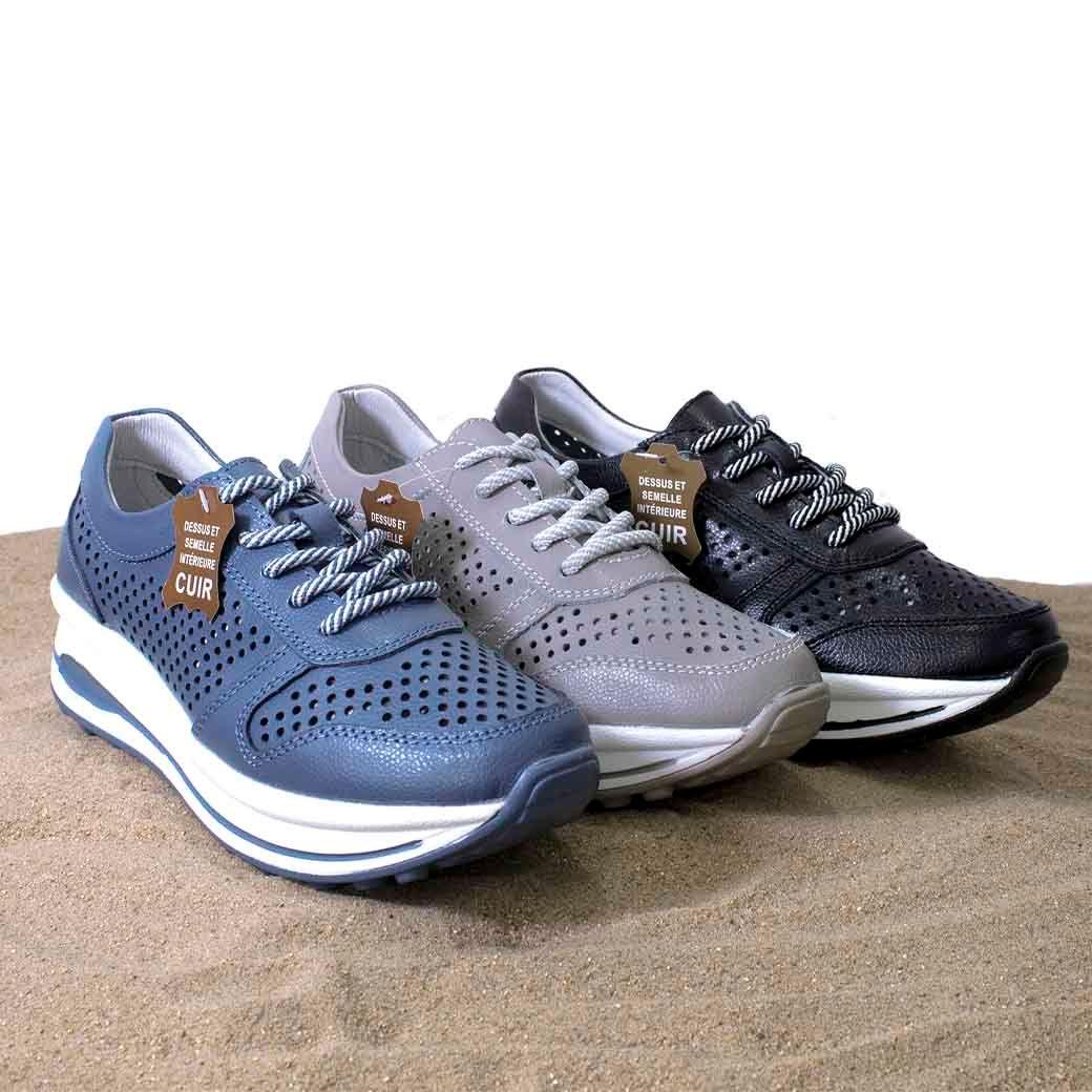 Zapatilla Cuero Perforado Chico Jeans-4