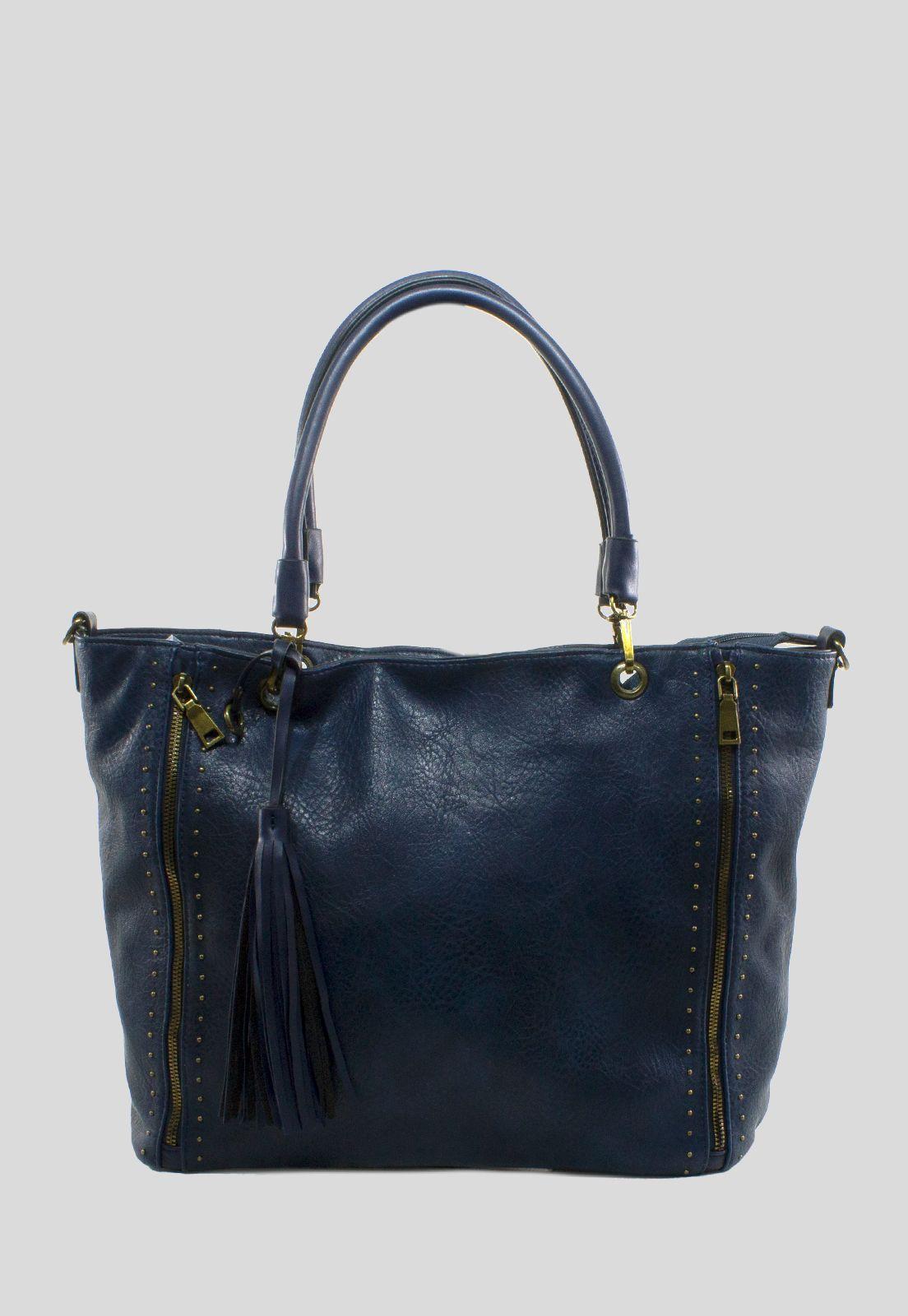 Cartera Grande 2 Cierres Azul-0