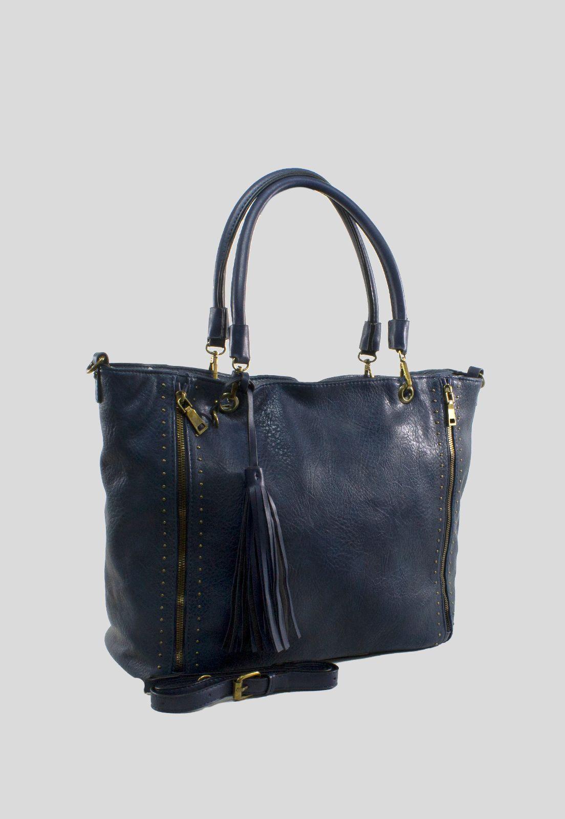 Cartera Grande 2 Cierres Azul-1