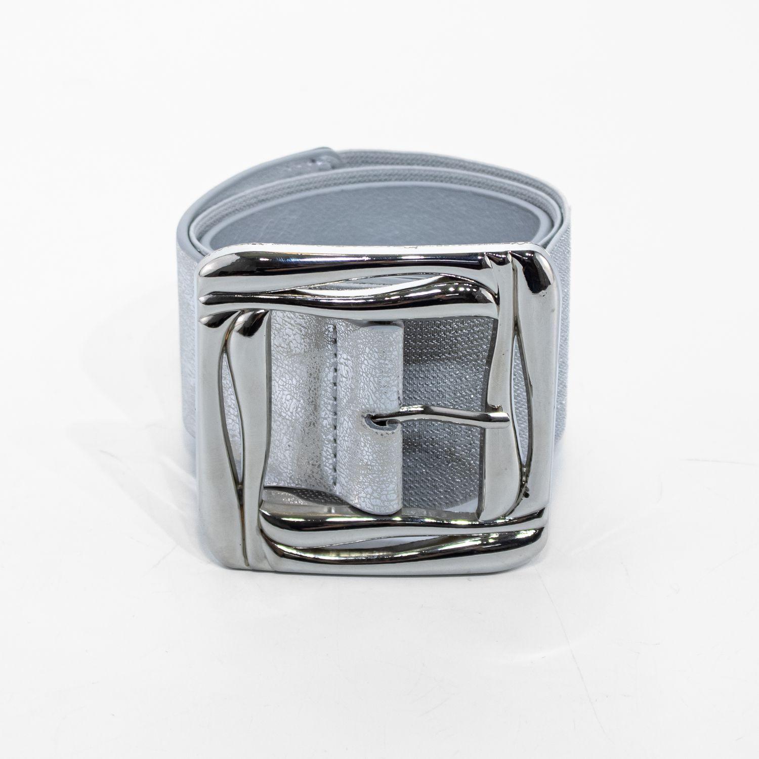 Cinturon elastico hebilla entrelazada Plata-0