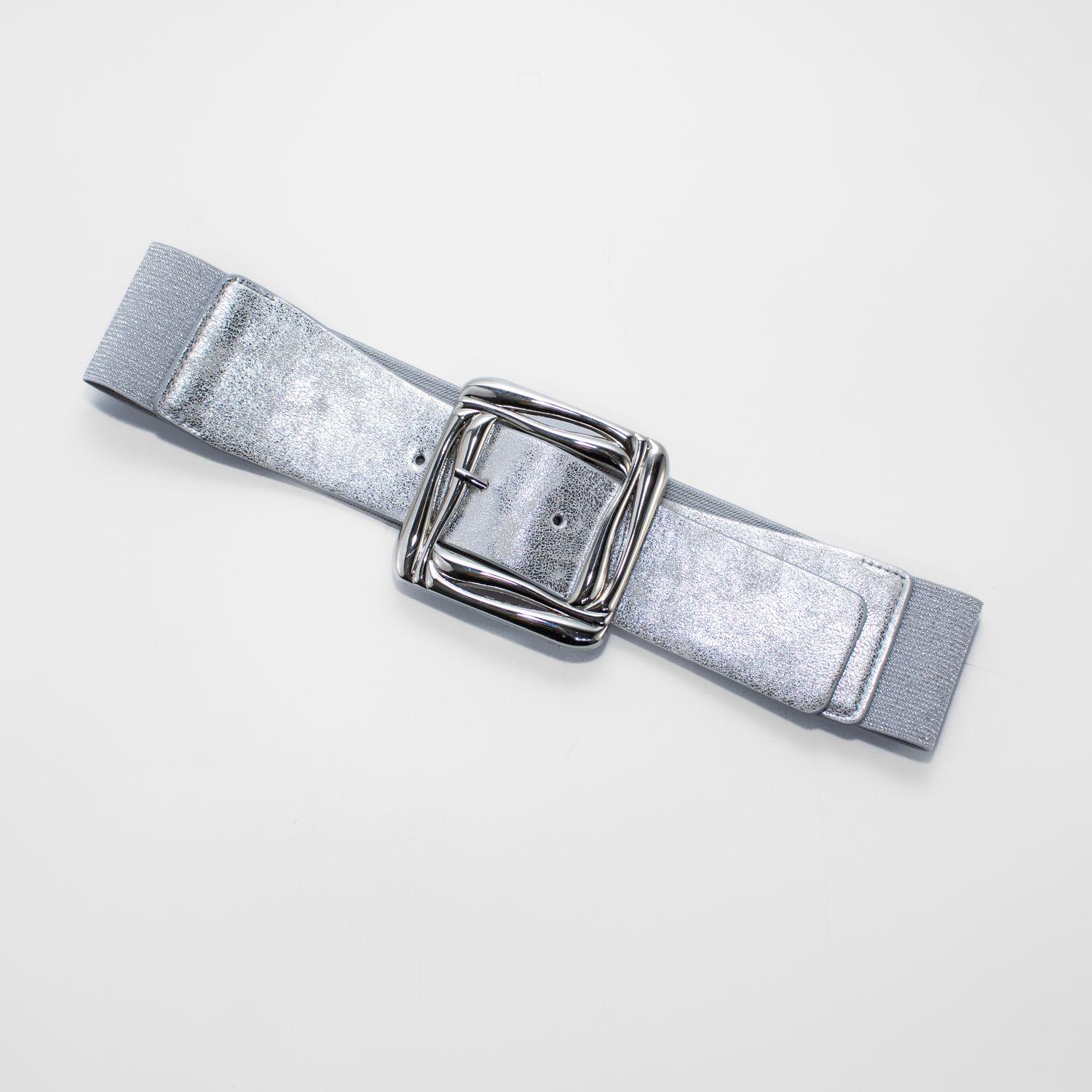 Cinturon elastico hebilla entrelazada Plata-1