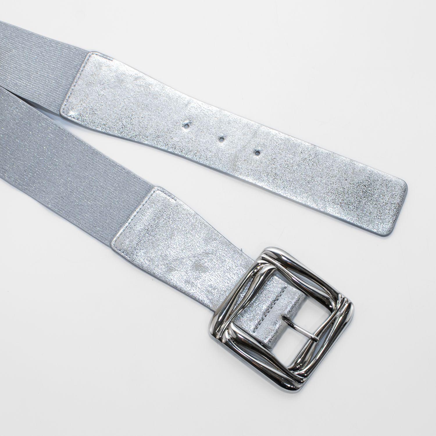 Cinturon elastico hebilla entrelazada Plata-2