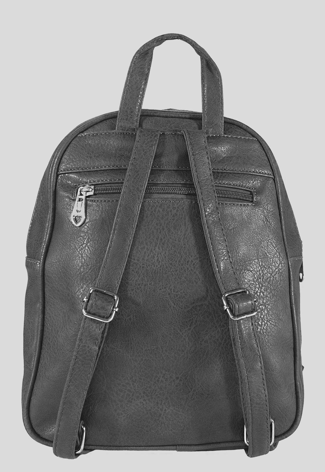 Mochila Lisa Doble Cierre Gris-2