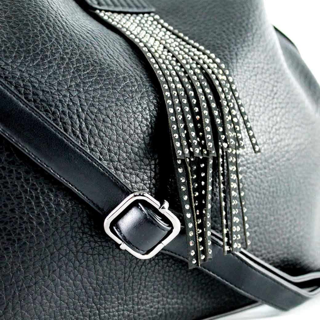 Cartera Ecocuero Pasador Strass 541 Mujer Negro Mailea-3
