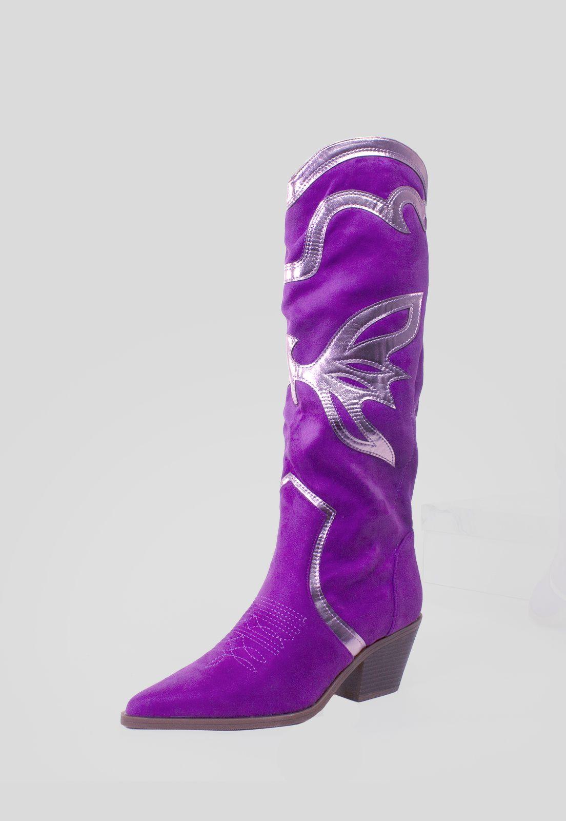 Bota vaquera aplicación brillo Lila-0