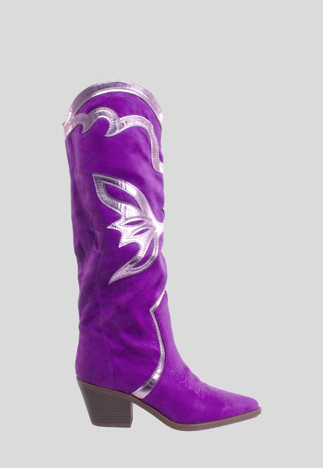 Bota vaquera aplicación brillo Lila-1