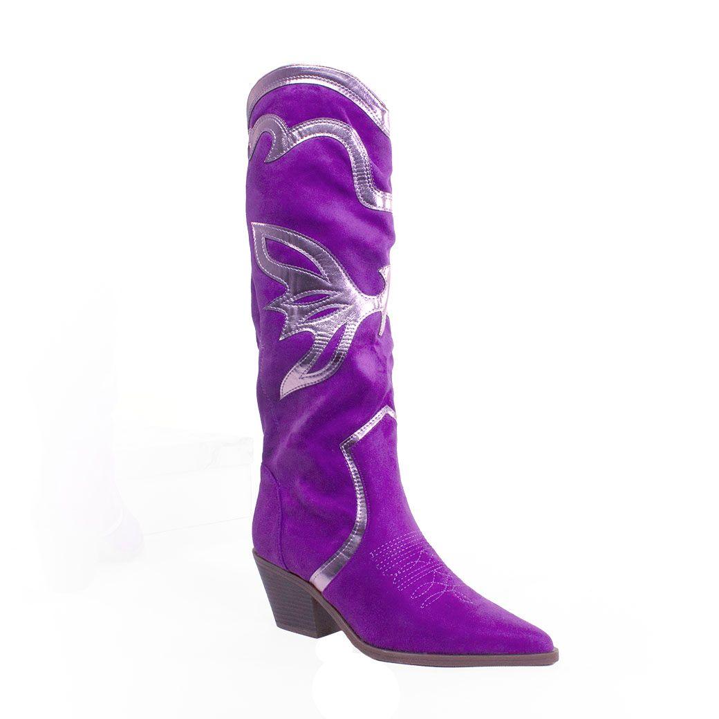 Bota vaquera aplicación brillo Lila-0