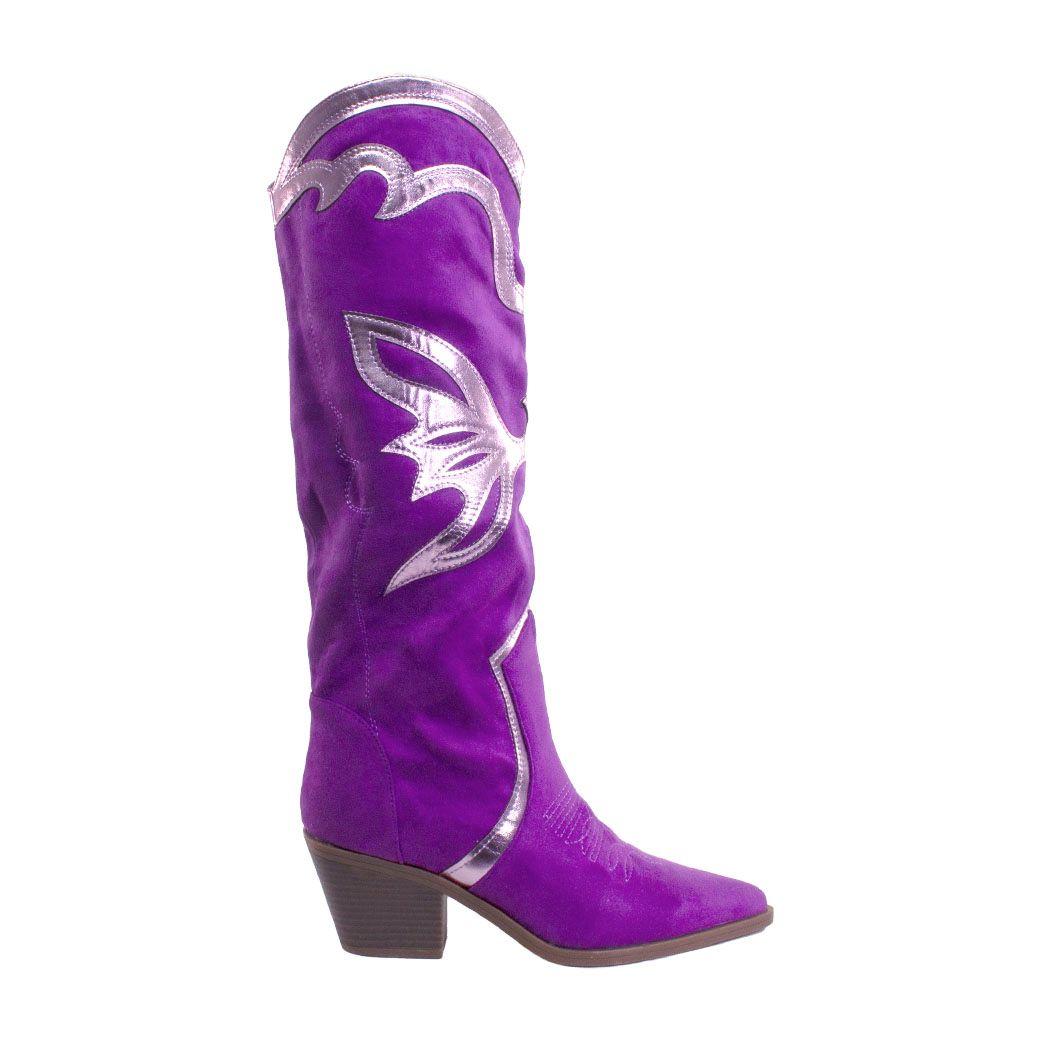Bota vaquera aplicación brillo Lila-1