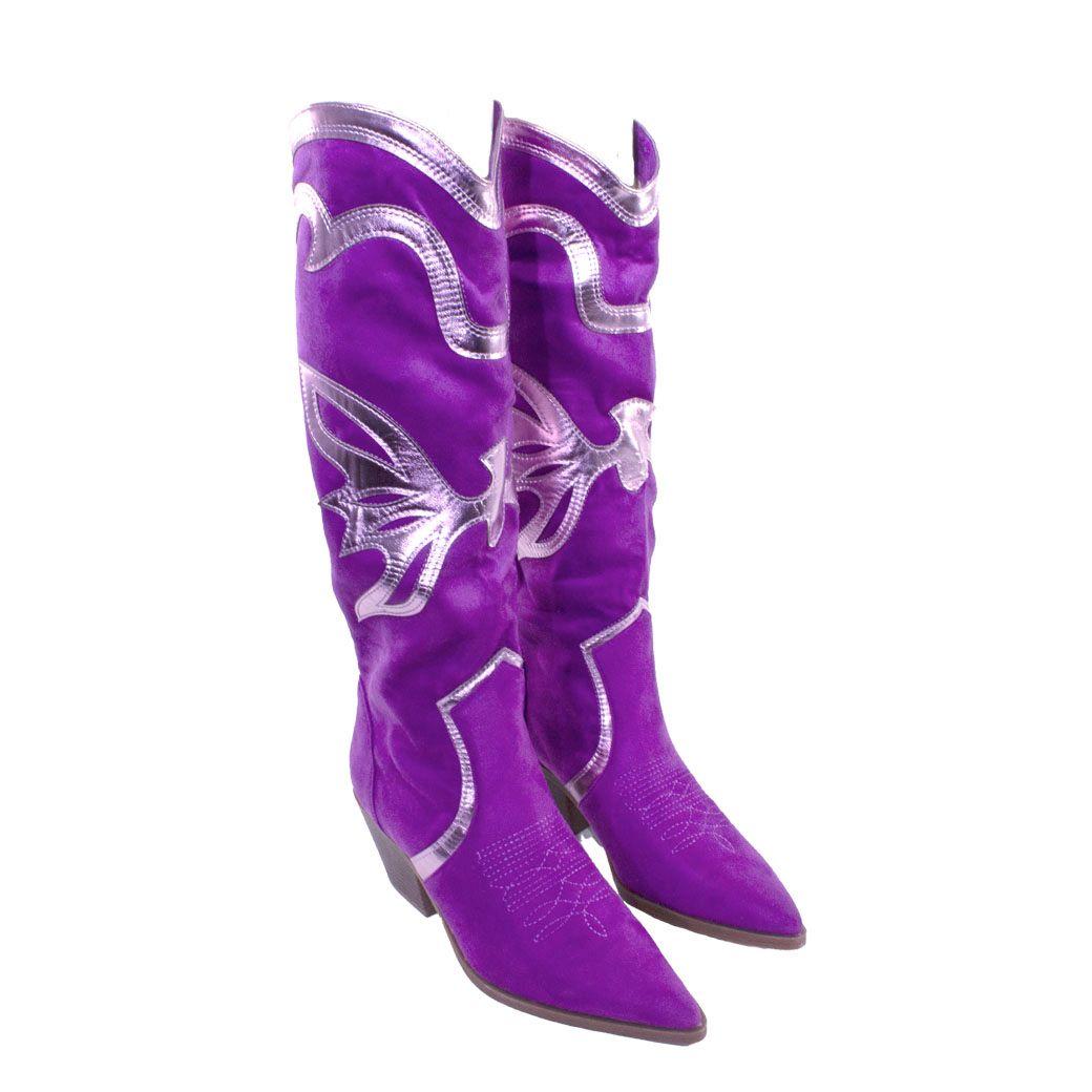 Bota vaquera aplicación brillo Lila-3