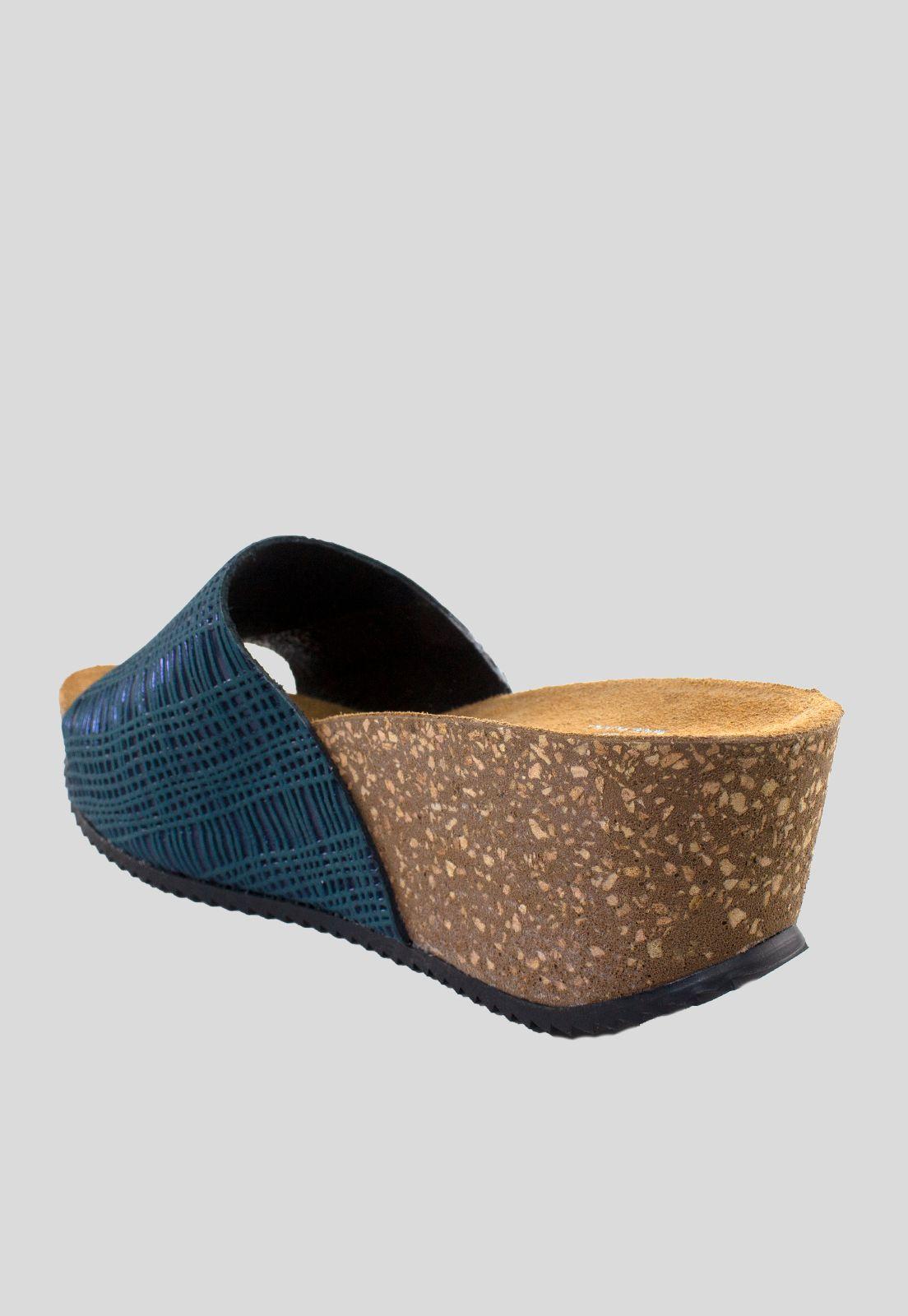 Sandalia Cuero Metal Rayada Azul-2