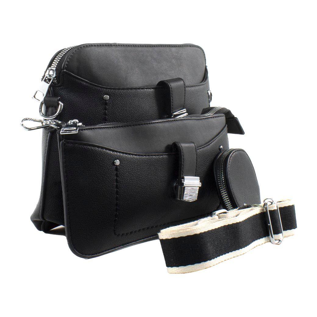 Bandolera Doble C/ Cerrojo Negro-1