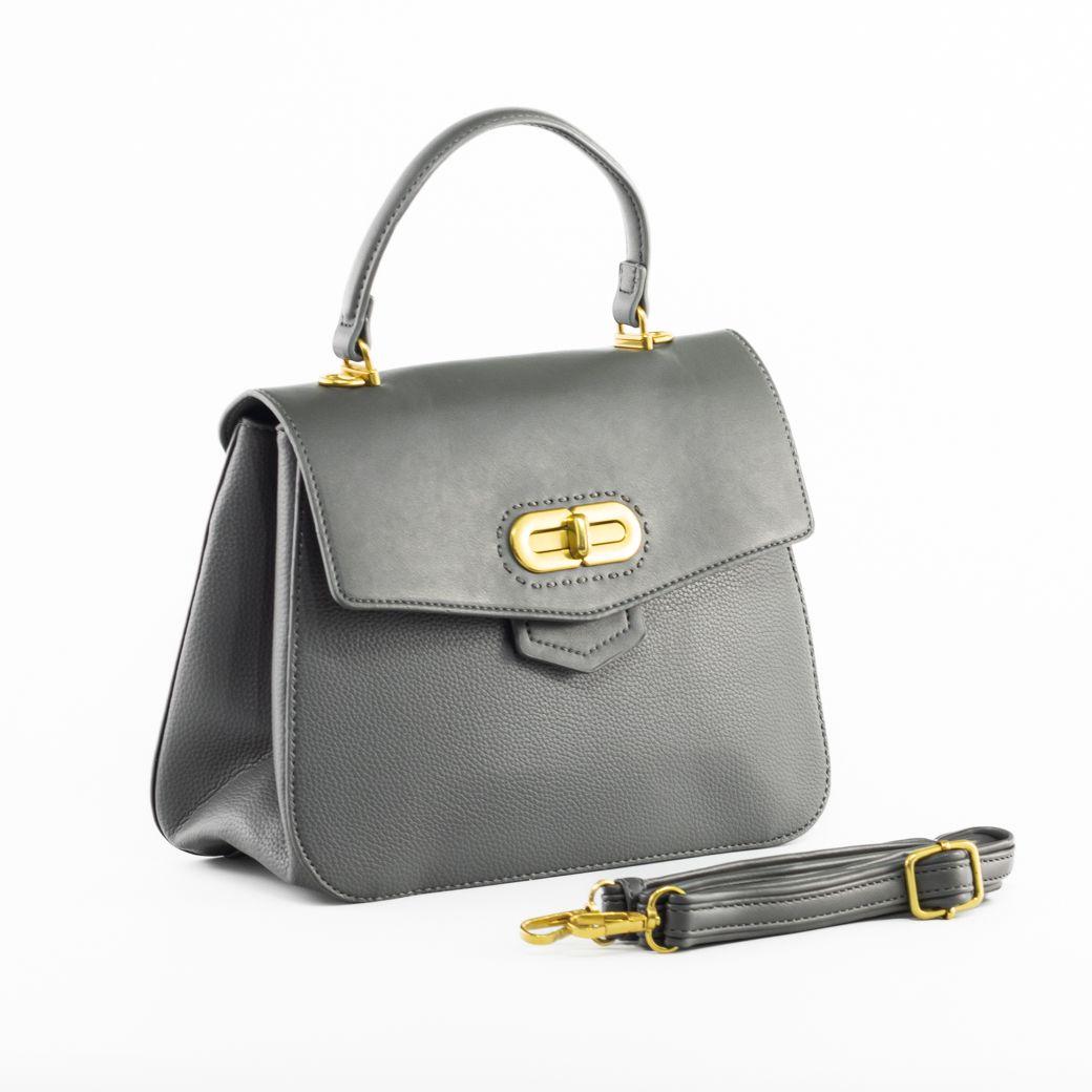 Cartera rigida cerrojo ovalado Gris-2