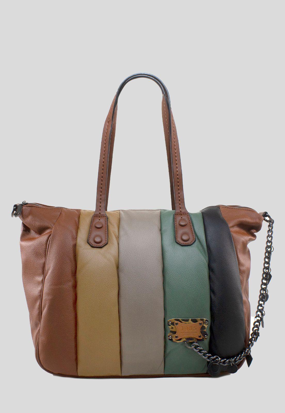 Cartera Grande Franjas Tostado-0