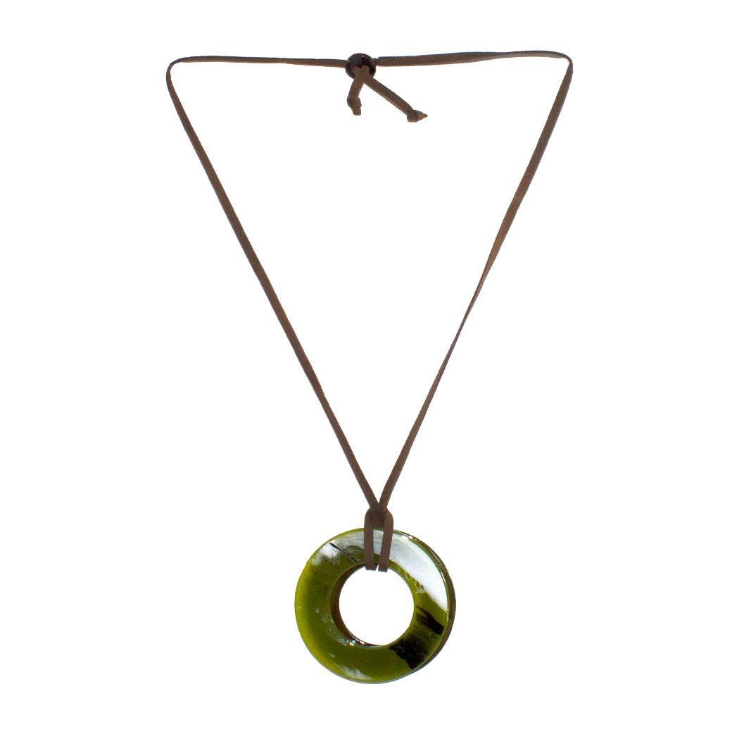 Collar Acrilico Doble Argolla Verde-0