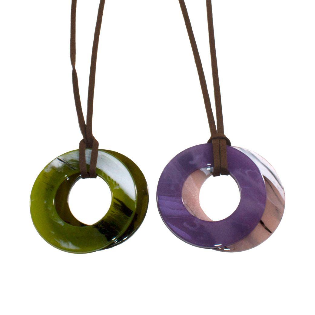 Collar Acrilico Doble Argolla Verde-3