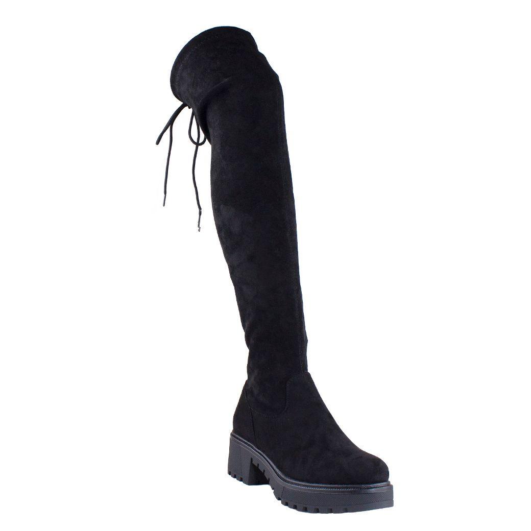 Bucanera Mujer Gamuza Taco Ancho Negro-0