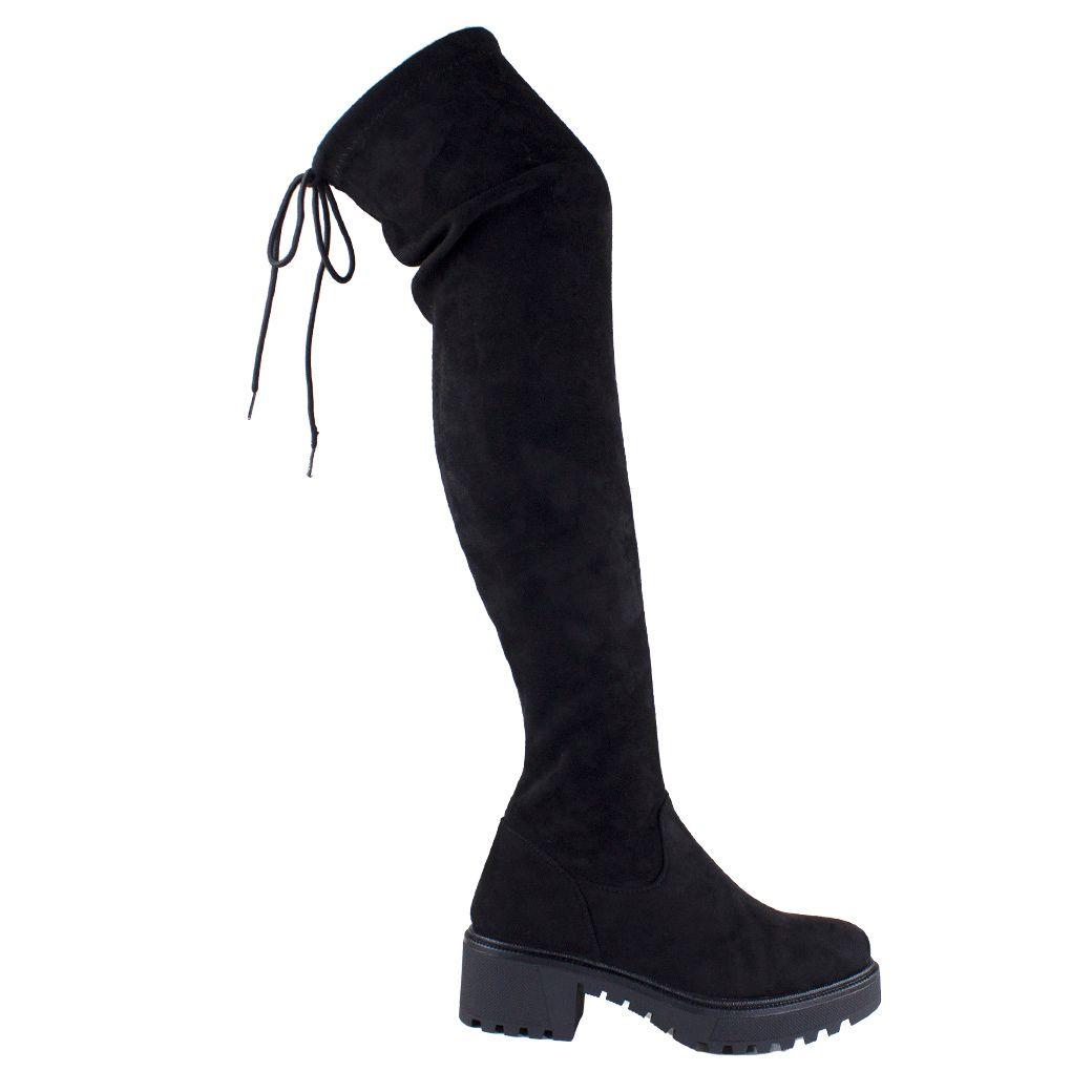 Bucanera Mujer Gamuza Taco Ancho Negro-1