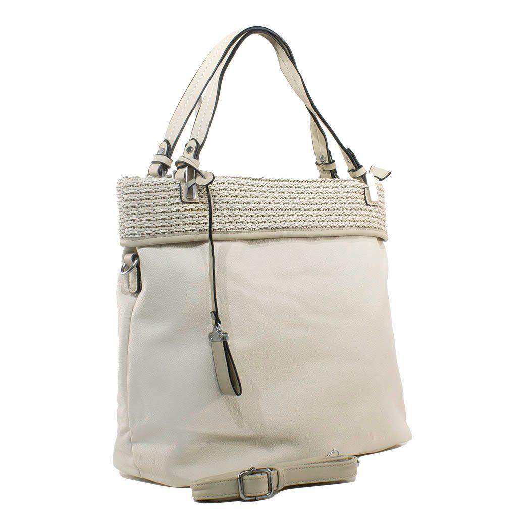 Cartera C/Franja Tejida Beige-1