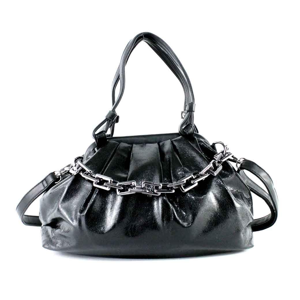 Cartera Ecocuero Metalizada 585 Mujer Negro Mailea-4