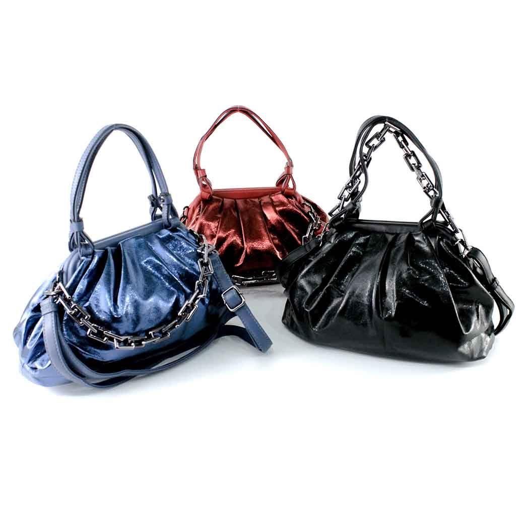 Cartera Ecocuero Metalizada 585 Mujer Negro Mailea-6