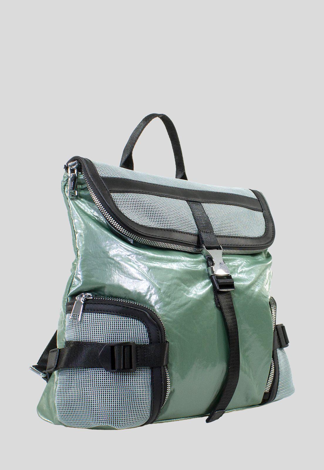 Mochila C/Franjas Negras Verde-1