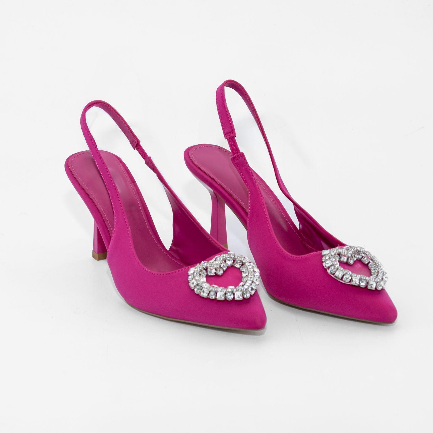 Stiletto Abierto Aplicacion Strass Fucsia Mailea-3