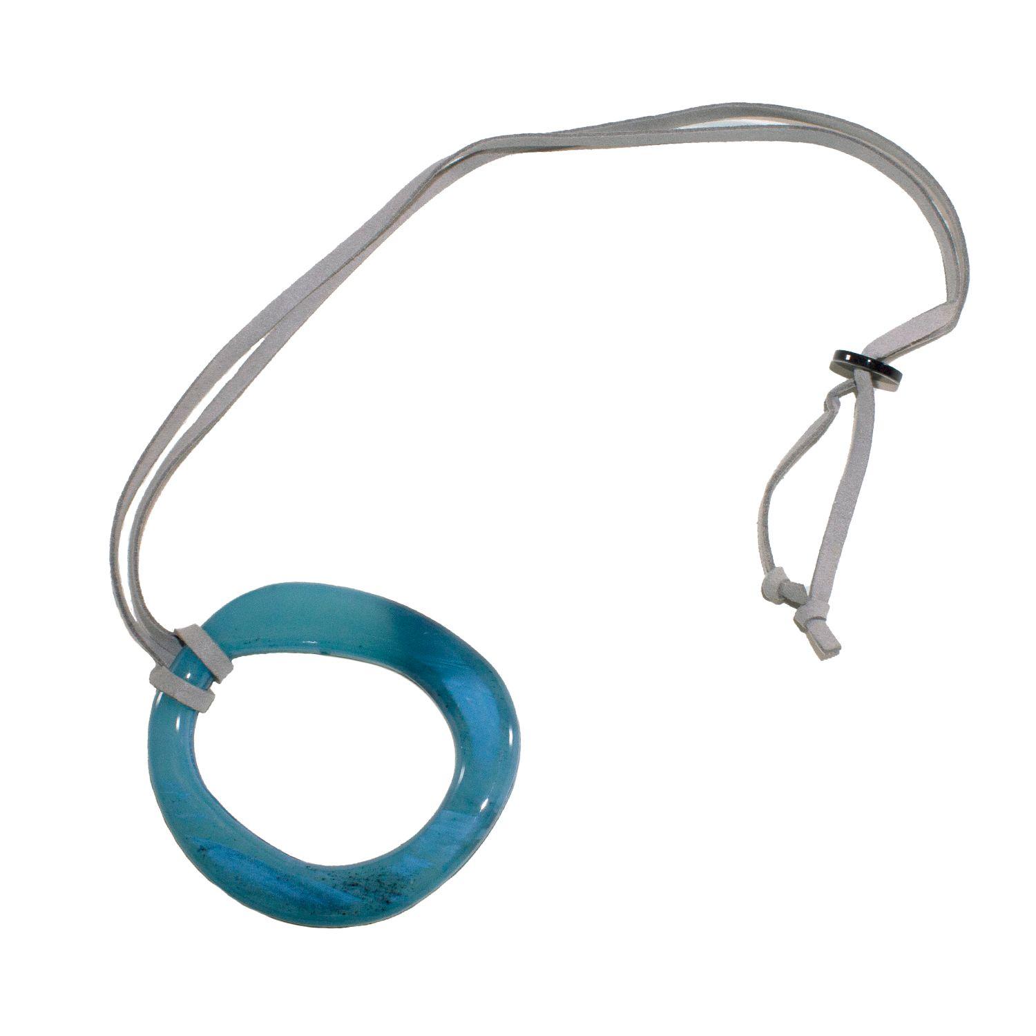 Collar Acrilico Circulo Irregular Rosado-2