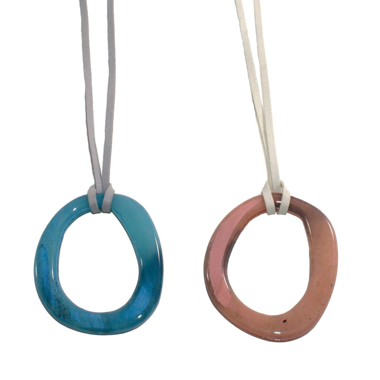 Collar Acrilico Circulo Irregular Rosado-3