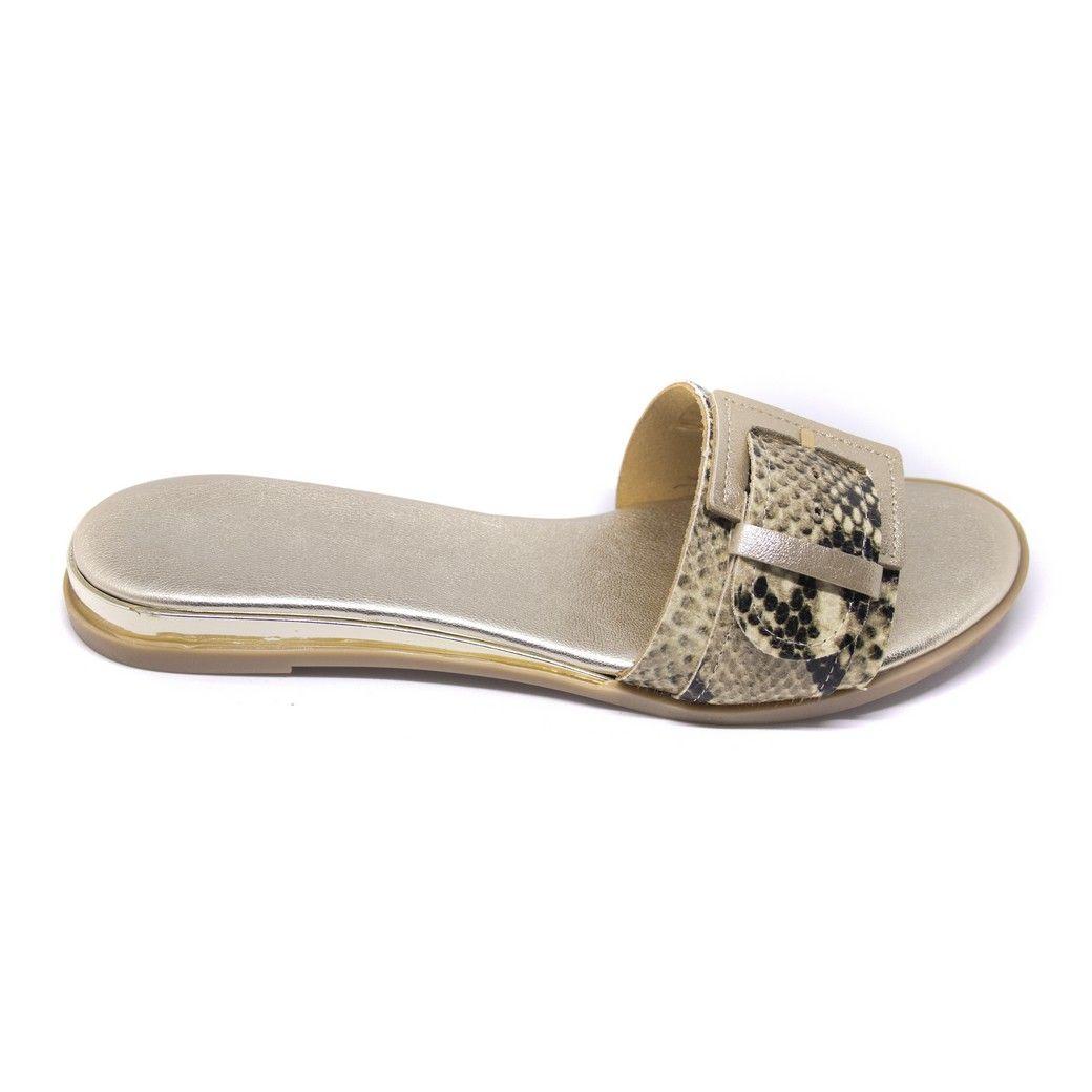 Sandalia Baja Cuero Piton Oro-0