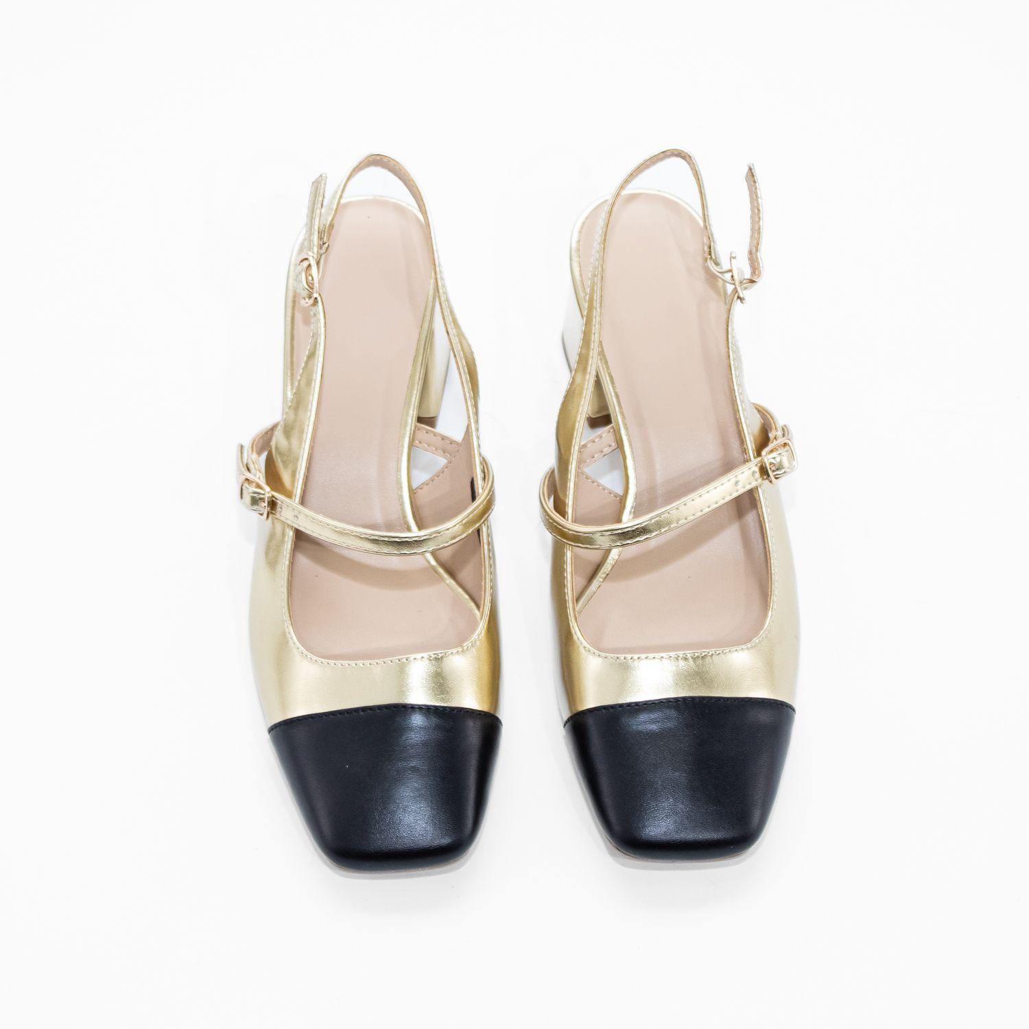 Stiletto Abierto Hebilla Lateral Oro Mailea-4