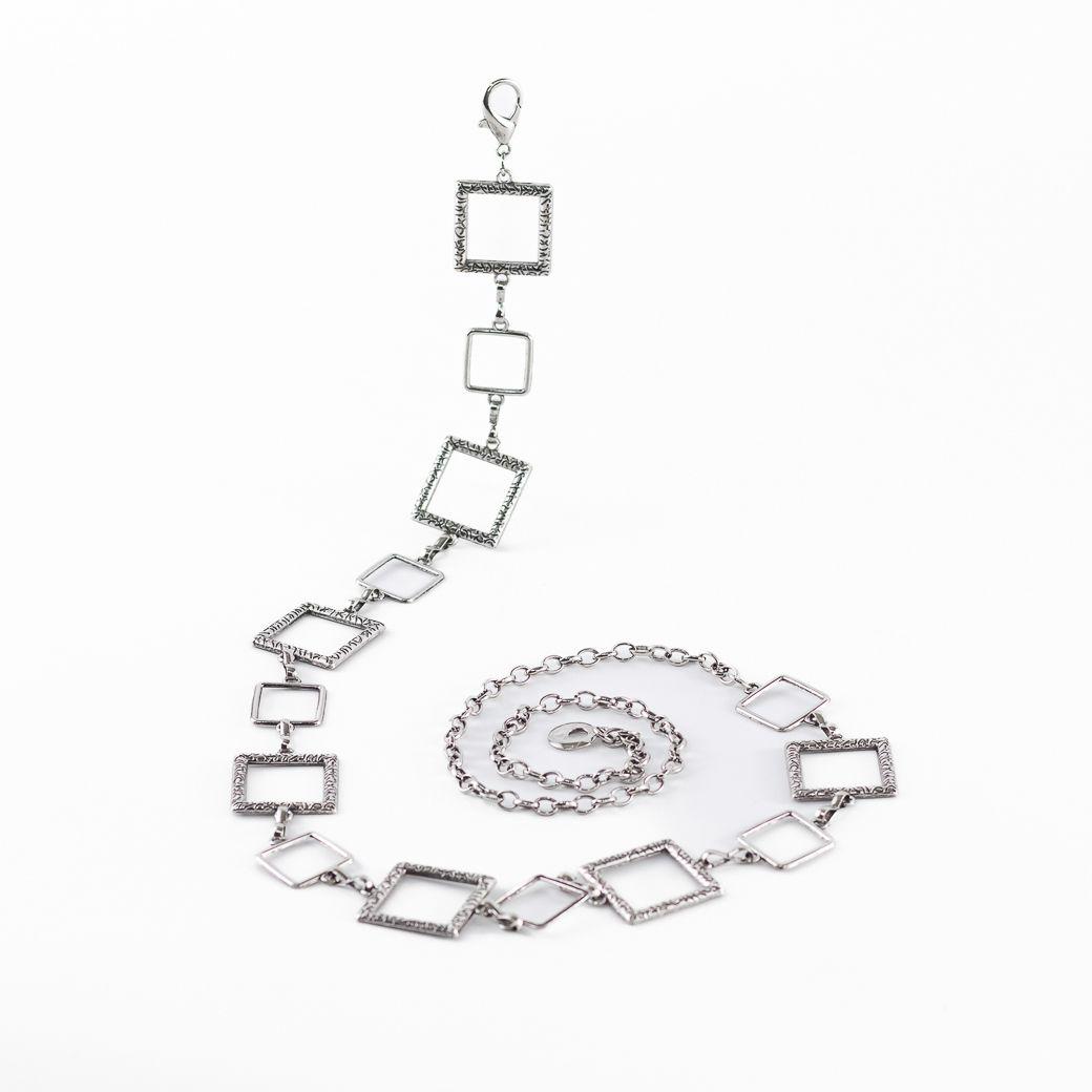 Cinturón Cadena Metal Mix Cuadrado Mujer Dorado Mailea-2