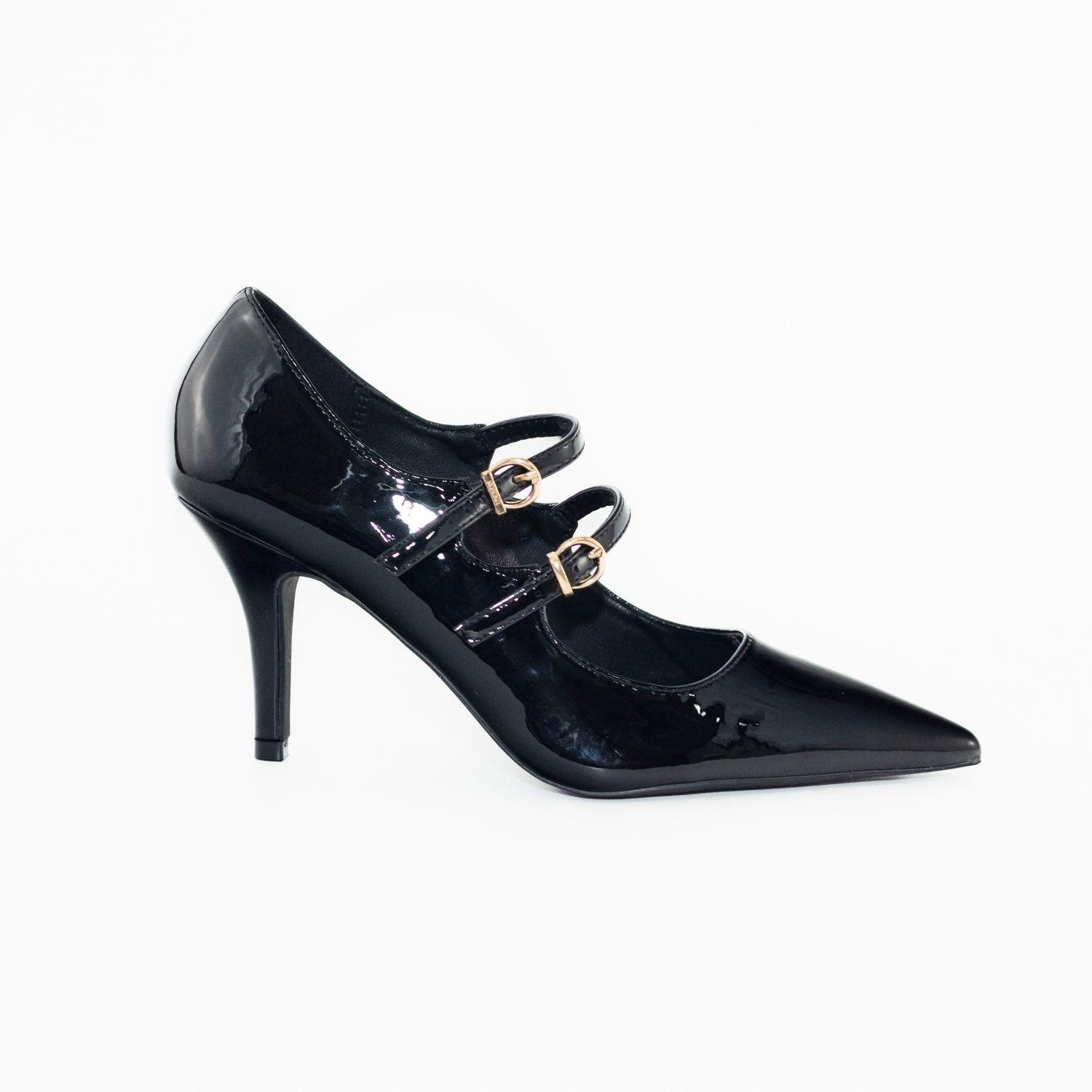 Zapato stiletto cerrado c/2hebillas Negro-0