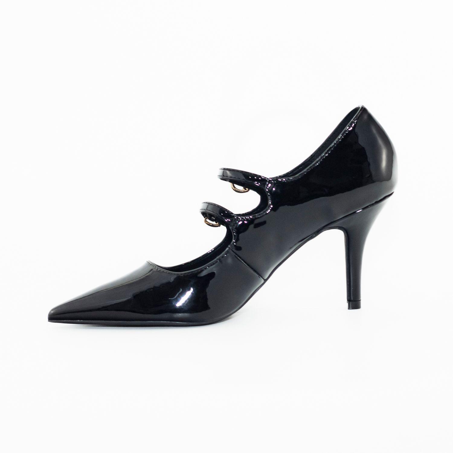 Zapato stiletto cerrado c/2hebillas Negro-2