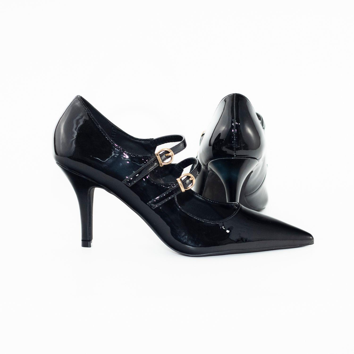 Zapato stiletto cerrado c/2hebillas Negro-3