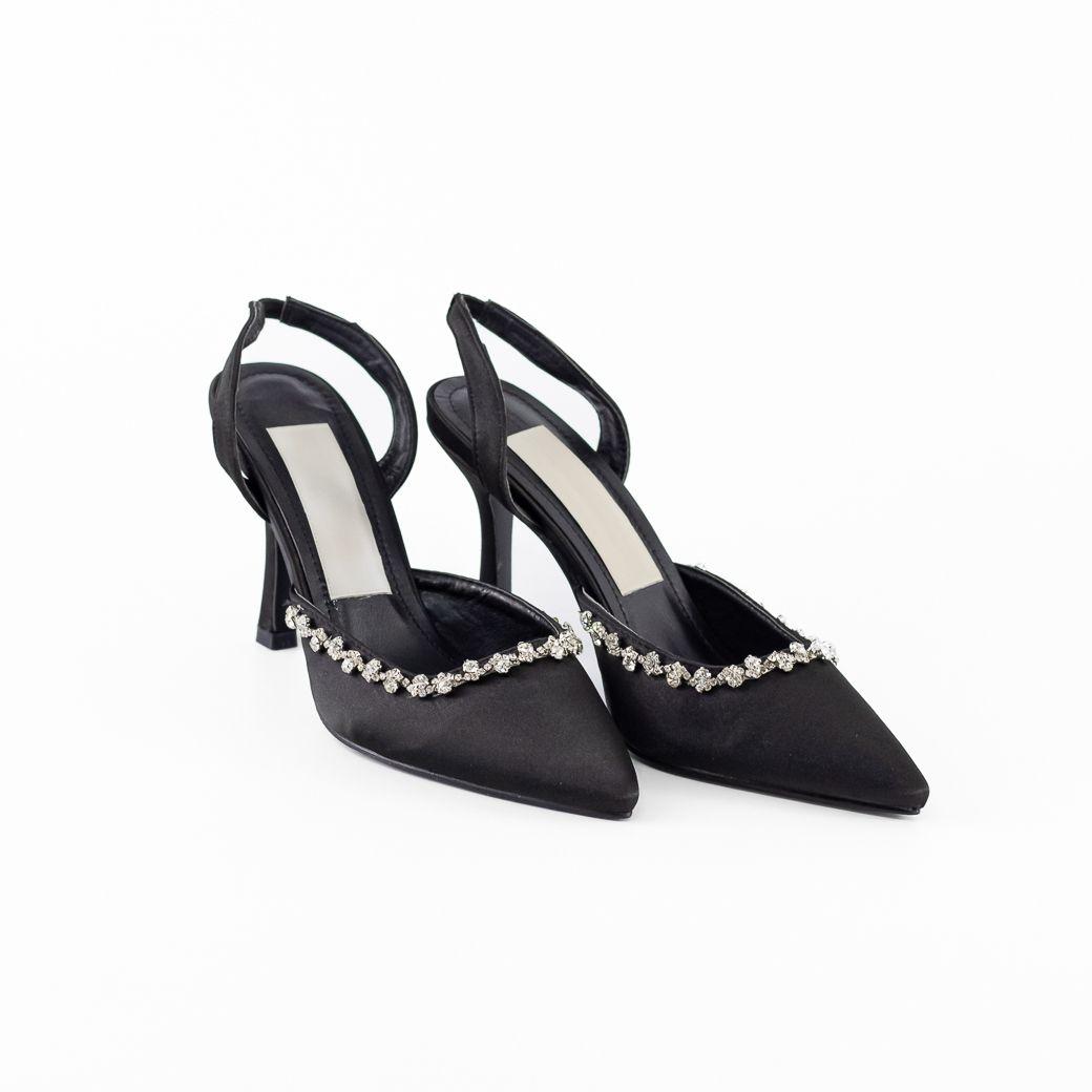 Stilleto Fiesta Borde de Piedras 428 Mujer Negro Mailea-4