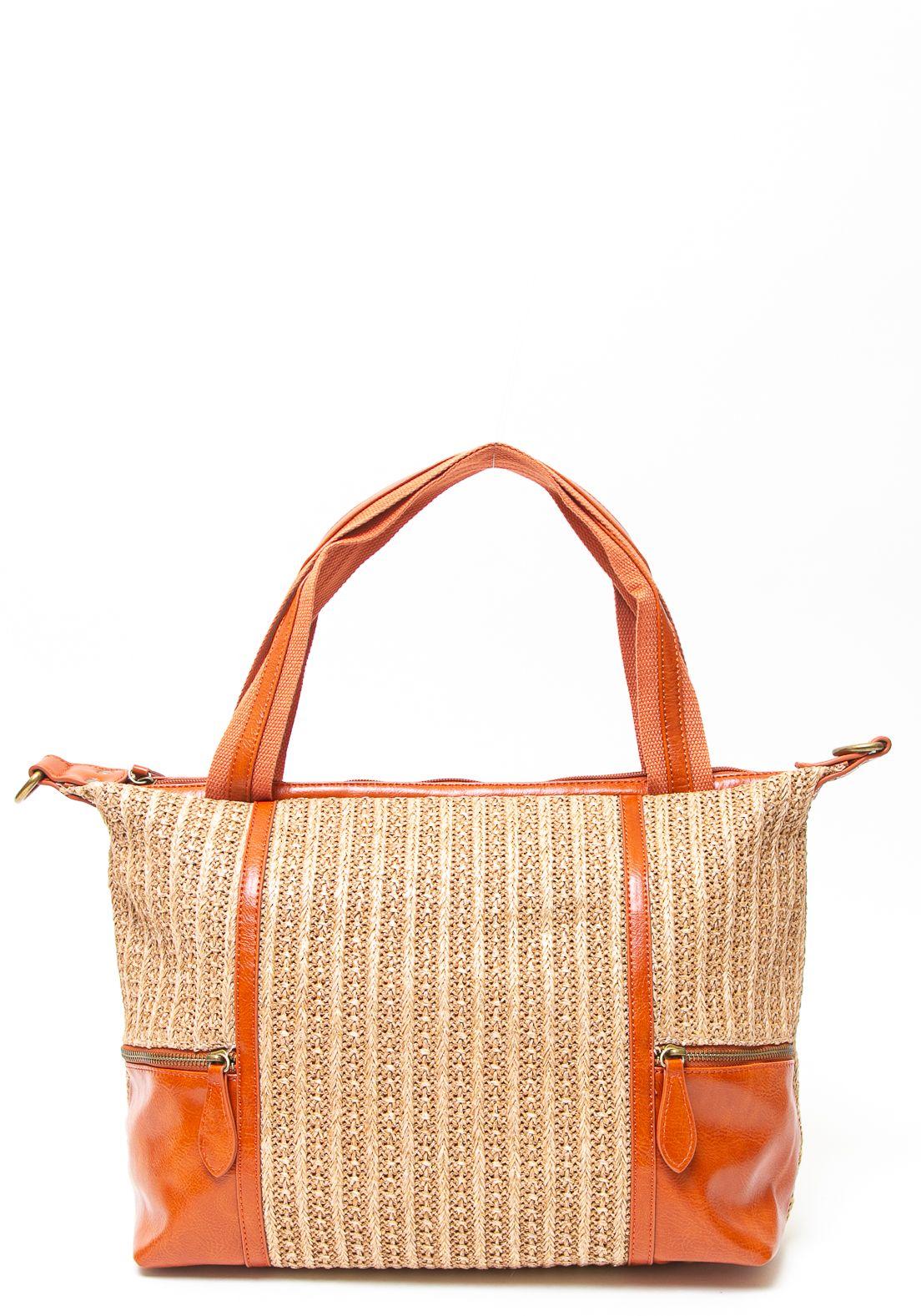 Cartera Rafia con Esquineras Naranjo-0