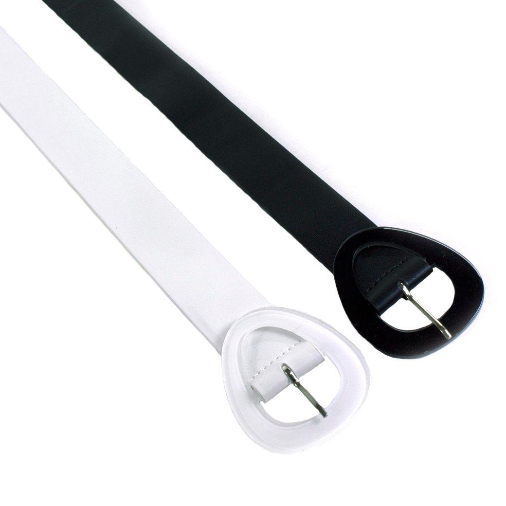 Cinturon Liso Hebilla Triangular Acrilico Negro-3