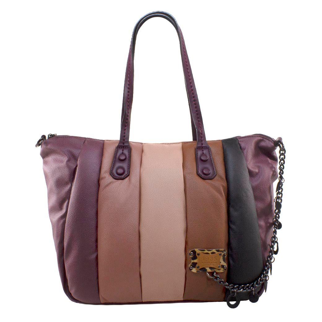 Cartera Grande Franjas Burdeo-0