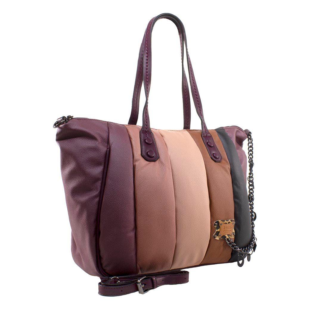 Cartera Grande Franjas Burdeo-1