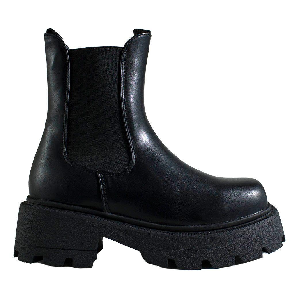 Botin Taco Cuadrado Liso Negro-1