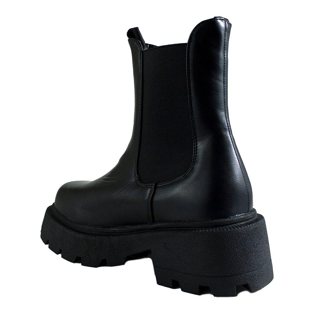 Botin Taco Cuadrado Liso Negro-2