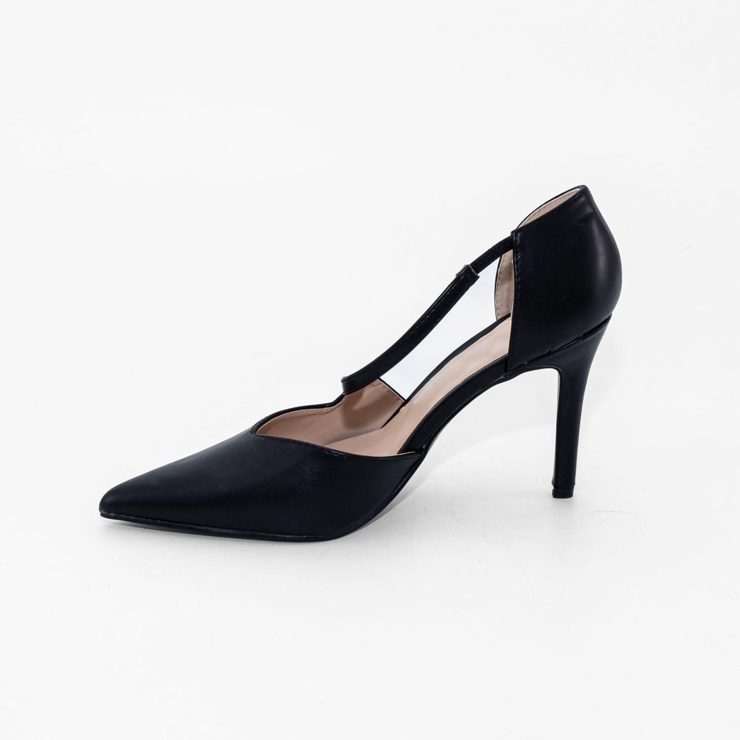 Stiletto Cerrado Correa Frontal Negro Mailea-2