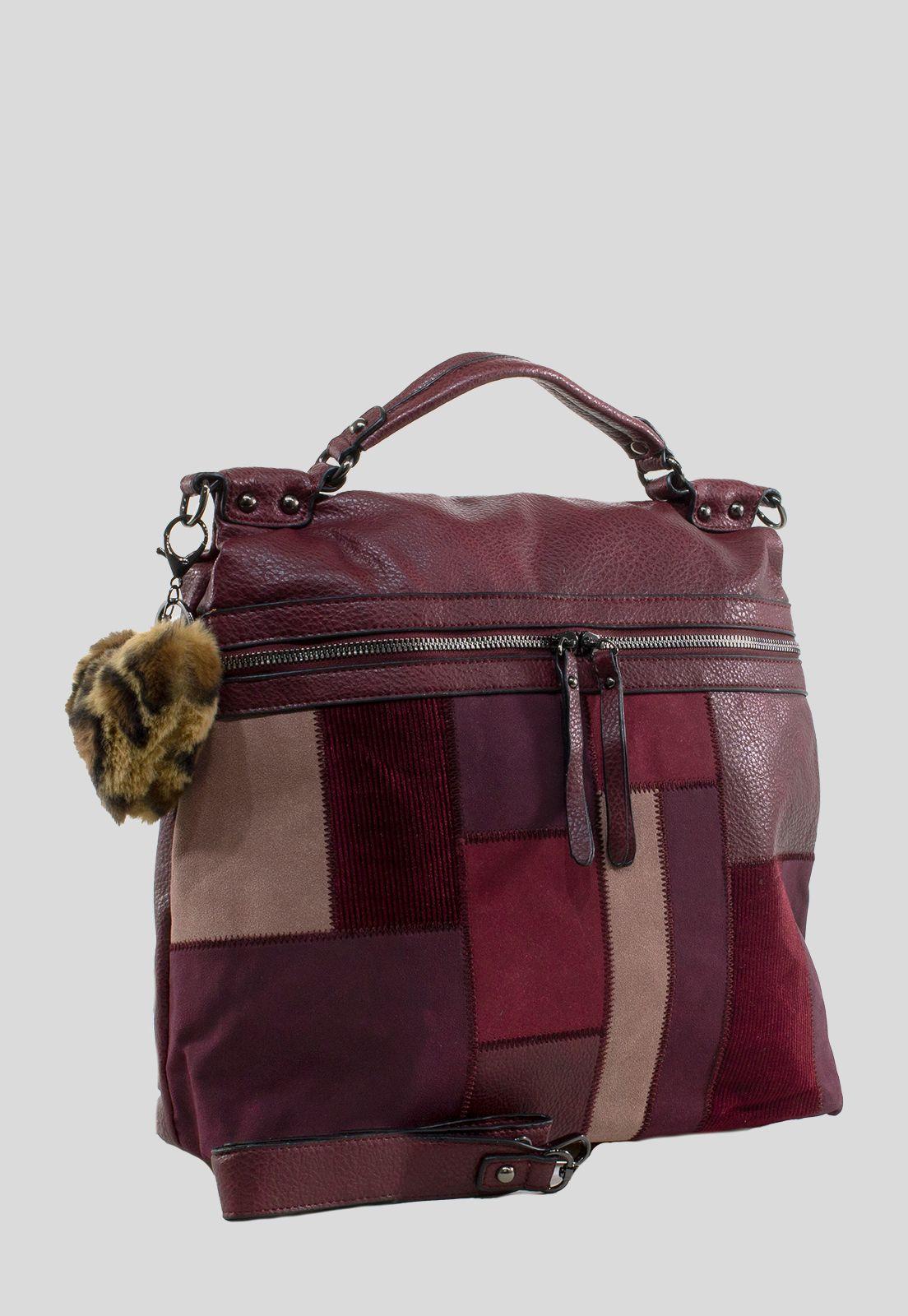 Mochila Grande Patchwork  Burdeo-1