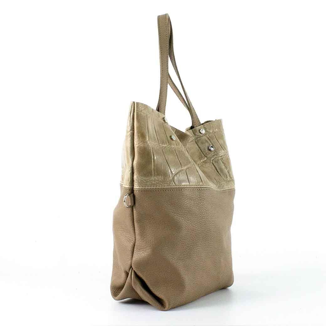 Cartera de Cuero Coco Broche 743 Mujer Taupe Mailea-2
