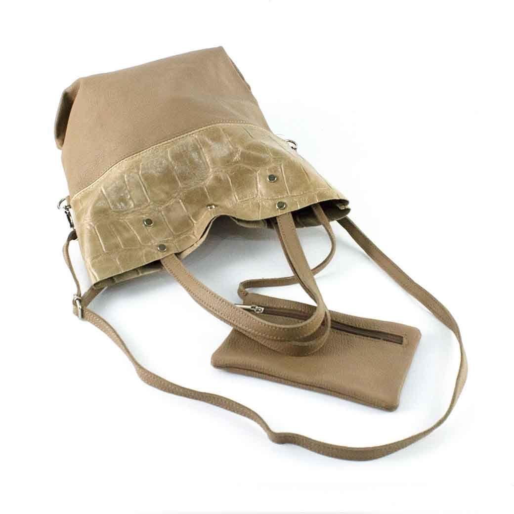 Cartera de Cuero Coco Broche 743 Mujer Taupe Mailea-4